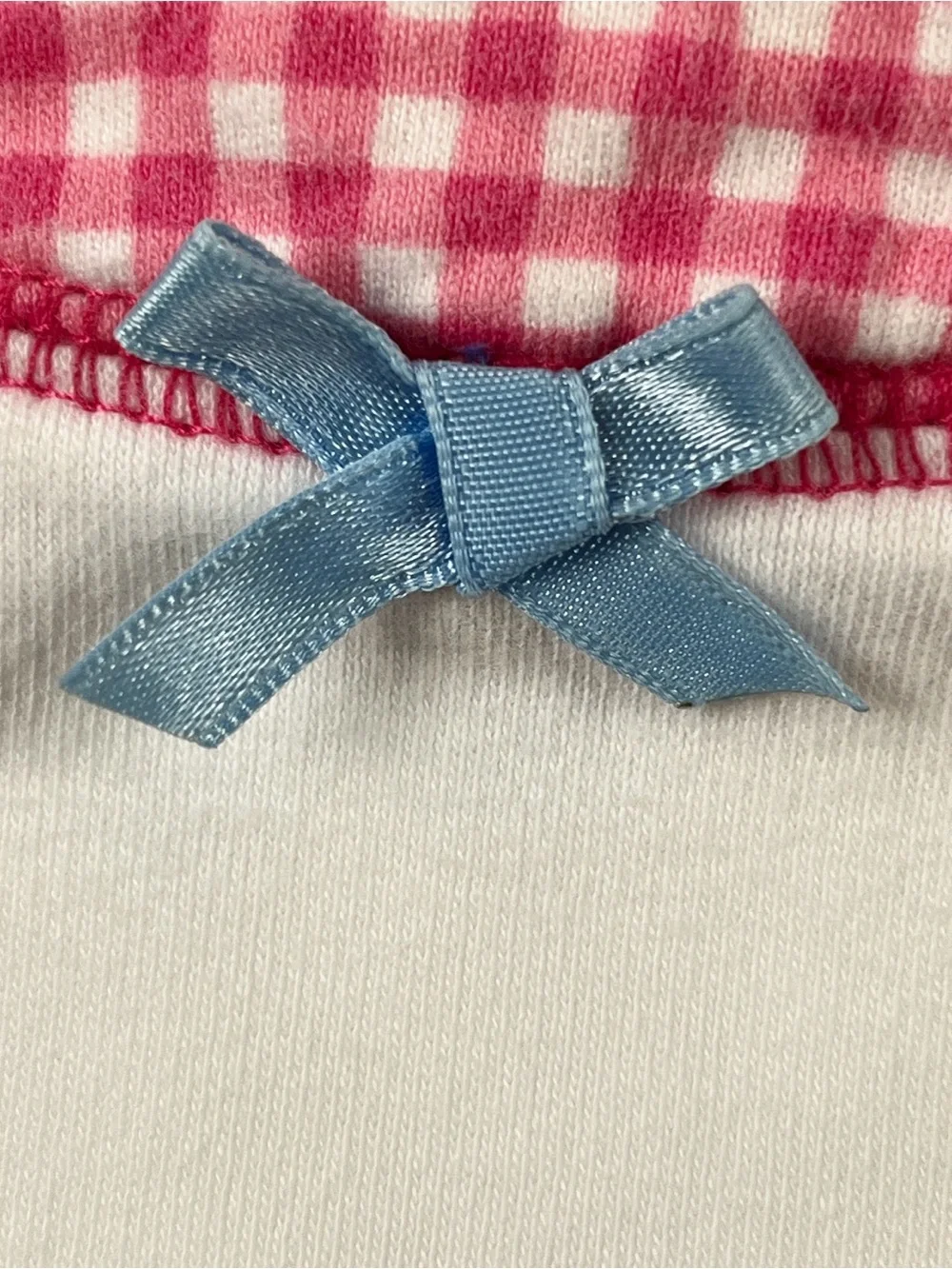 Gymboree 90s White Gingham Trim Vintage Top Rainbow Tag 100% Cotton Infant 6-12